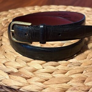 Brighton Black Croc embossed Leather Belt Sz 34